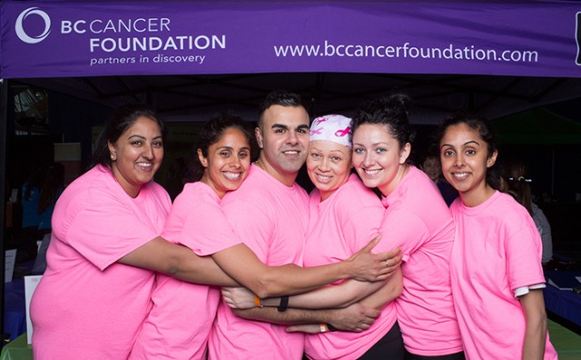 Carolyn Atwal and her husband Manprit Atwal (centre) were among some 500 individuals who worked up a sweat at the BC Cancer Foundation's third Workout to Conquer Cancer Saturday at the Richmond Olympic Oval. The event raised $360,000 for life-saving cancer research at the BC Cancer Agency. (Photo: Richmond Review archive)